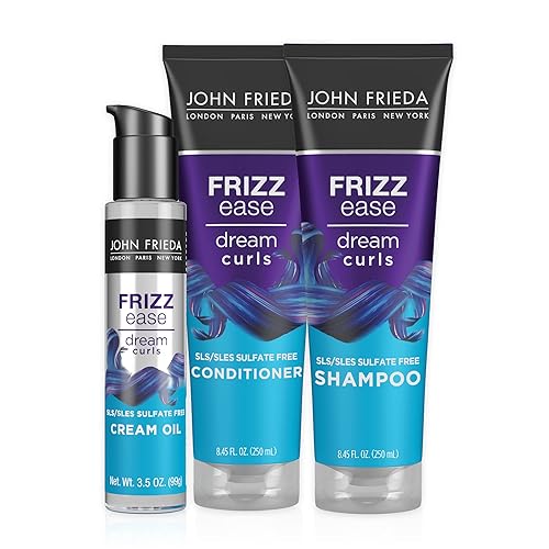 John Frieda Juego de champú y acondicionador de rizos antiencrespamiento, frizz Ease Dream Curls y aceite crema, hidrata y define el cabello rizado,