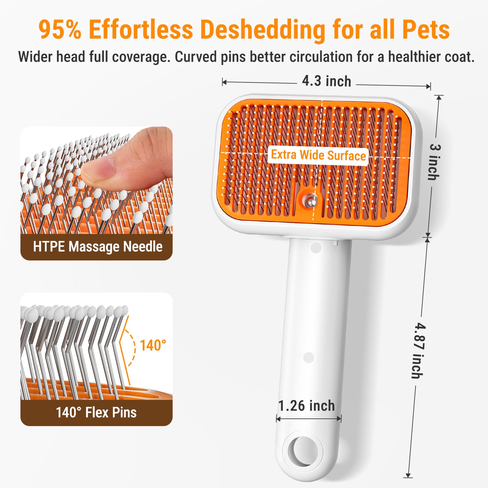 Haustier Dampfbürste für Hund & Katze, 3-in-1 Fellpflege-Sprühwerkzeug, 2-Modus Leiser Nebel & Selbstreinigender Sprühkamm, Sichtbares Wasserfenster, Extra Breite Dampfbürste für Lang- & Kurzhaarige