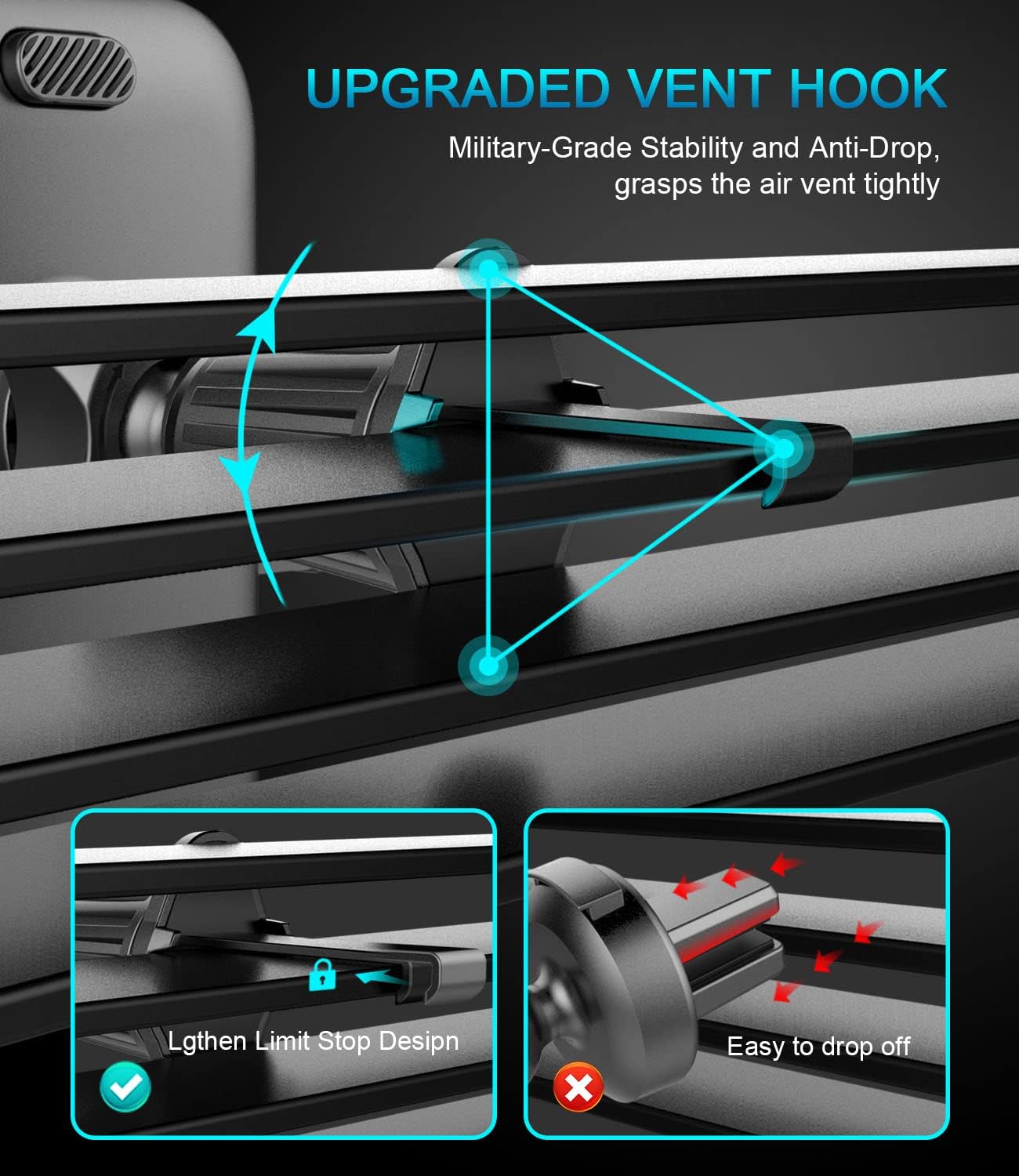 Phone Mount for Car,【Upgraded Stepless Adjustment Suction Cup】 Car Phone Holder Mount Dashboard Windshield Vent Universal Cell Phone Holder Mount for All Smartphones : Cell Phones & Accessories