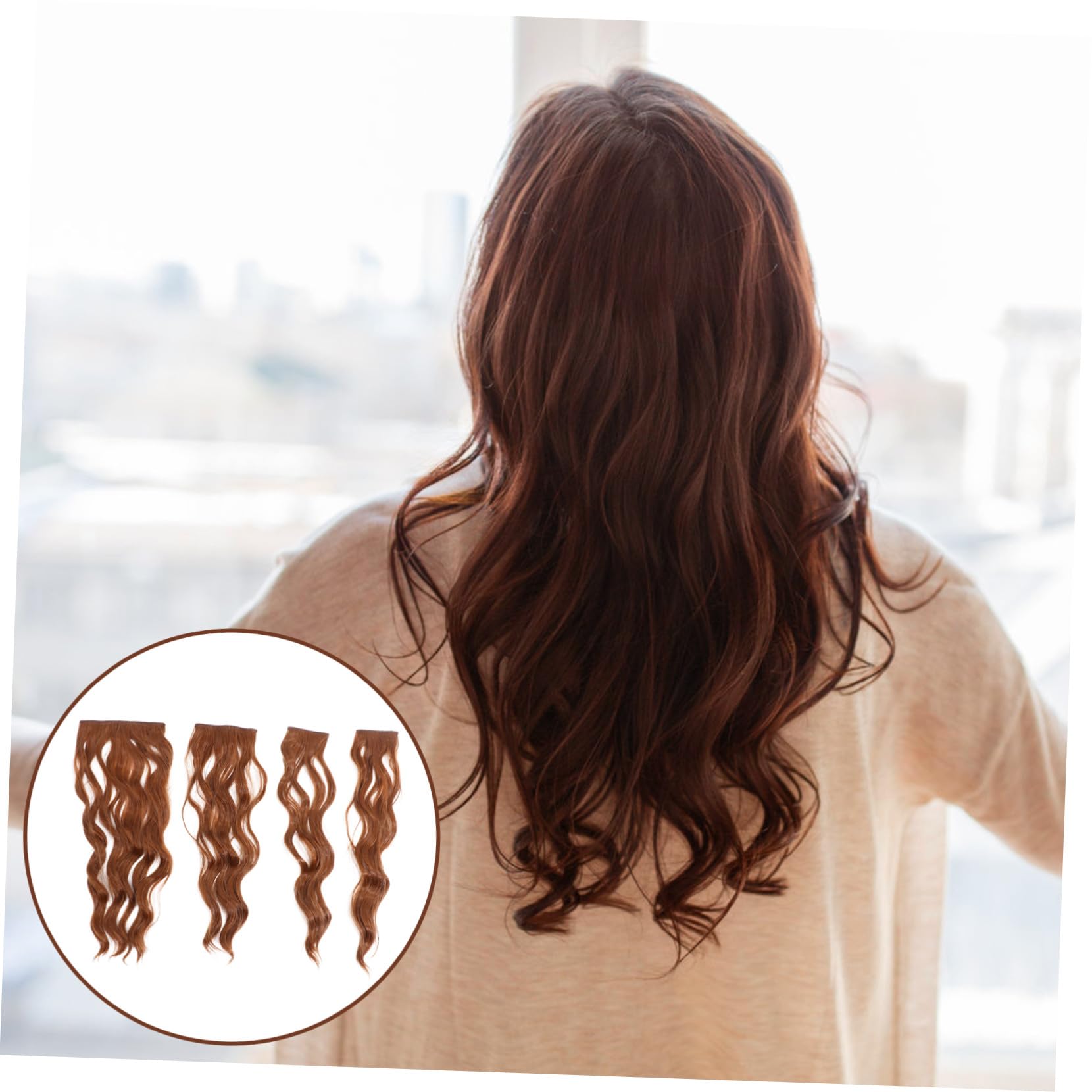 4 piezas Extensiones Clip Pelo Ondulado Rizado Accesorios de Peinado para Mujer Peluca de Alta Temperatura Postizos Reutilizables y Naturales