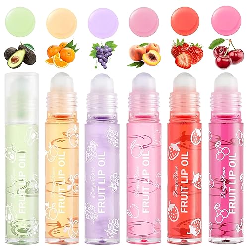 Miniatura 2 de Juego de 6 aceites labiales con bolas rodantes, bálsamo labial hidratante de larga duración, juego de brillo labial roll-on para labios, maquillaje