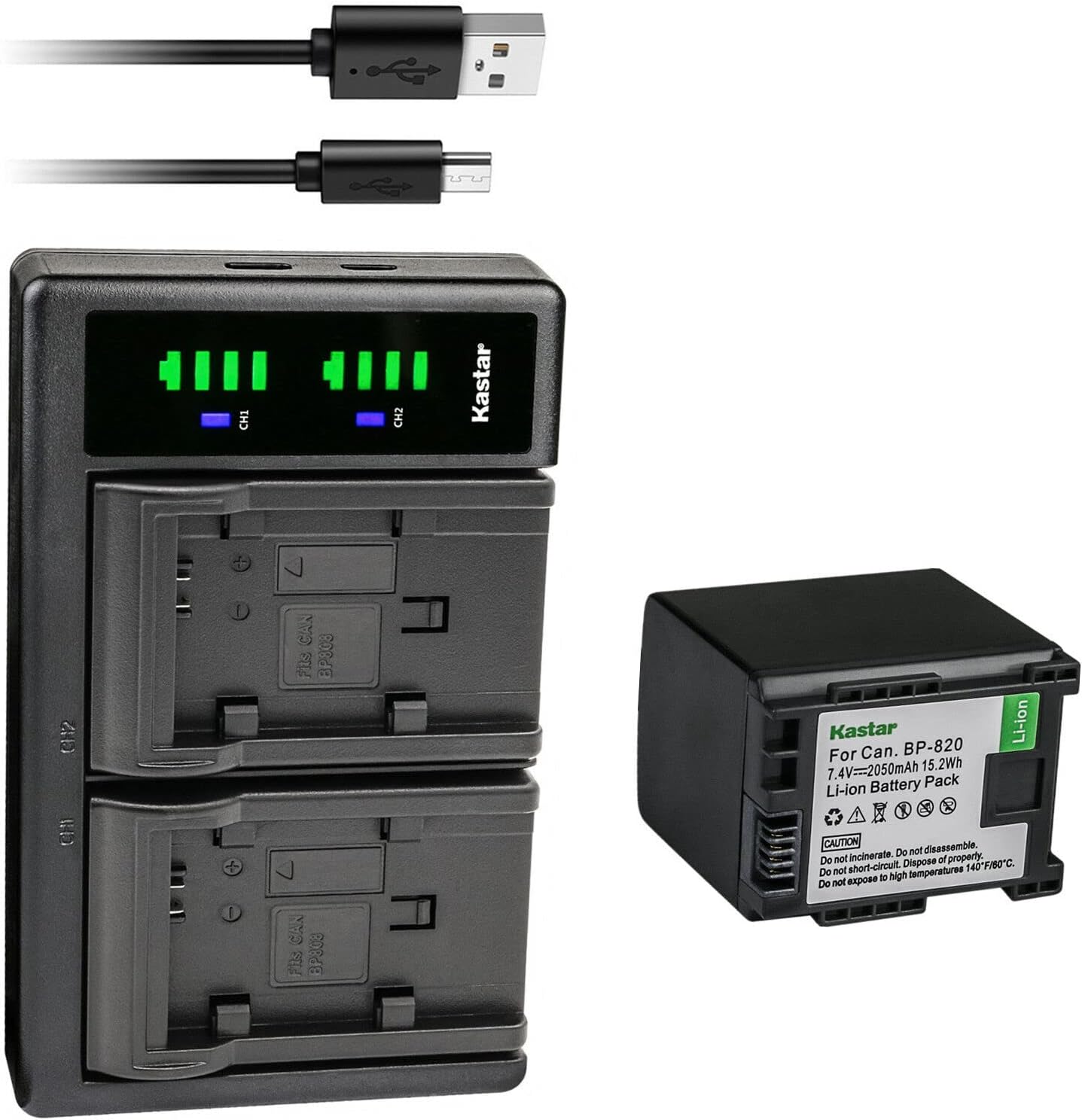 Kastar 1-Pack BP-820 Battery & LTD2 USB Charger for Canon XA60, XA65, XA70, XA75, VIXIA HF G70 Camera