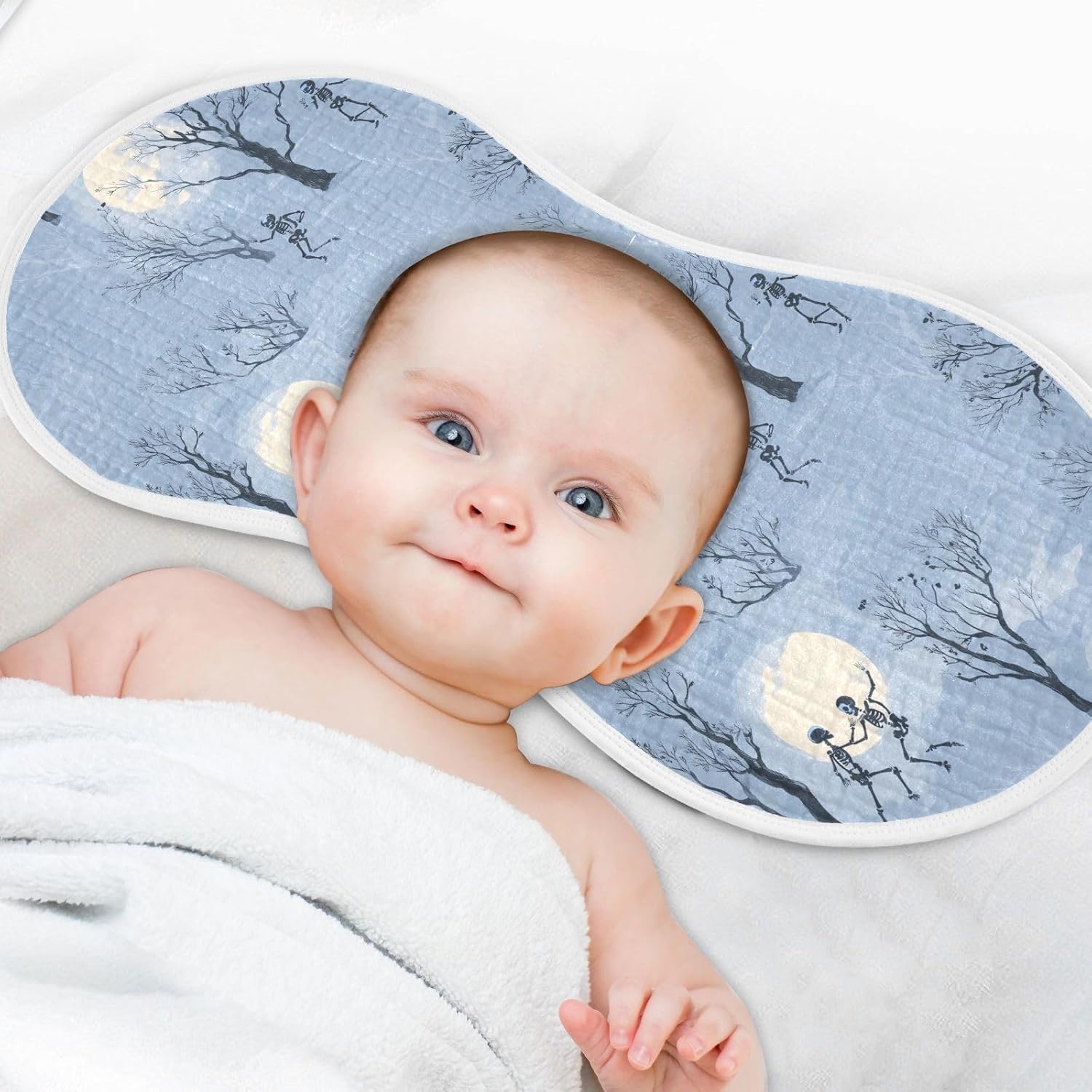 vvfelixl Moonlit Skeleton Burp Cloths for Baby Boy Girls Baby Washcloths Burp Rags 1 Pack
