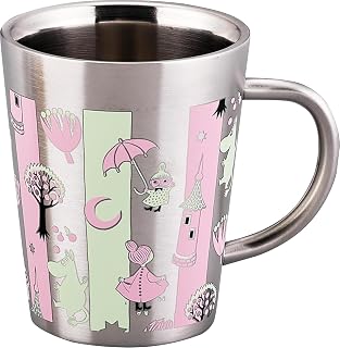 Moomin MM9302-856 80th Anniversary Double Wall Mug, Stainless Steel, Large, 12.2 fl oz (360 ml), Approx. 3.8 x 4.3 inches (9 x 11 cm), Keeps Drink Temperature, Condensation Control, 80th Anniversary