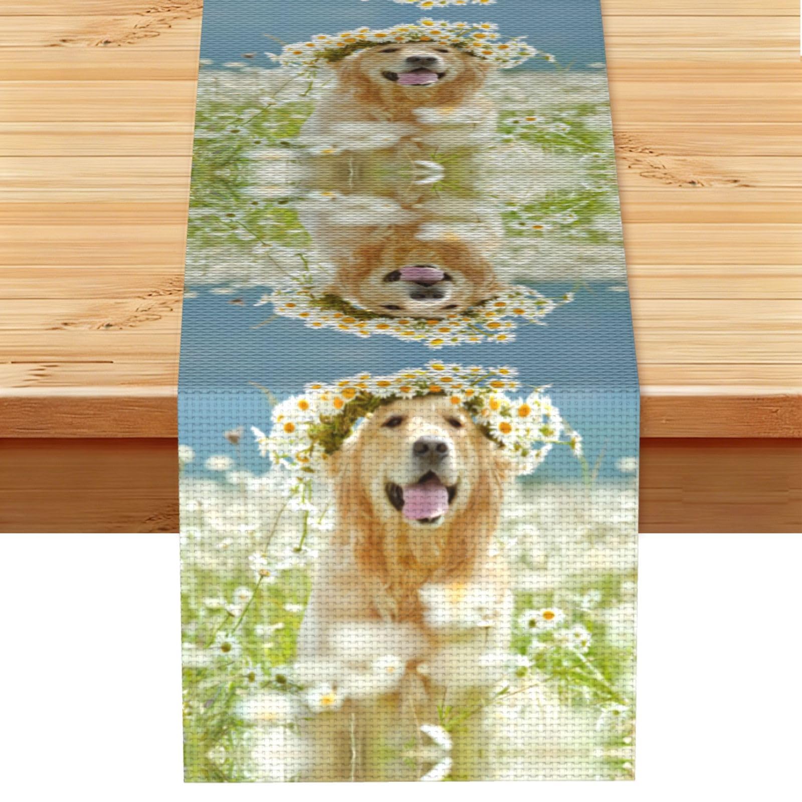 Dog Linen Feel Table Runner Wedding Party Home Decoration