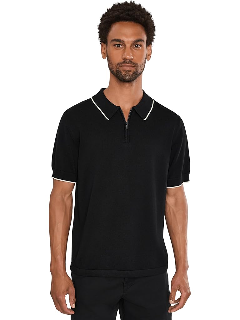 Black Liverpool Los Angeles Short Sleeve Zip Sweater Polo