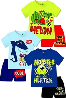 MINI MYN Boys Regular Fit Cotton T-Shirts and Shorts Clothing Set Price In India