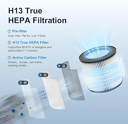 Miniatura 3 de Purificadores de aire para el hogar, purificadores de aire HEPA H13 para habitaciones grandes de hasta 1190 pies cuadrados con filtros lavables 3 en