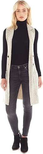 Miniatura 6 de Love Tree Chaleco largo sin mangas para mujer, cárdigan de punto con frente abierto