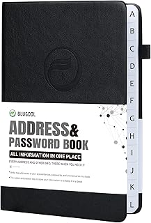 Address Book with Alphabetical Tabs, Hardcover Password Book, Address Organizer Keep Track of Phone Numbers, Special Days, Birthdays, Anniversaries and Notes (5.3'' x 7.7", Black)