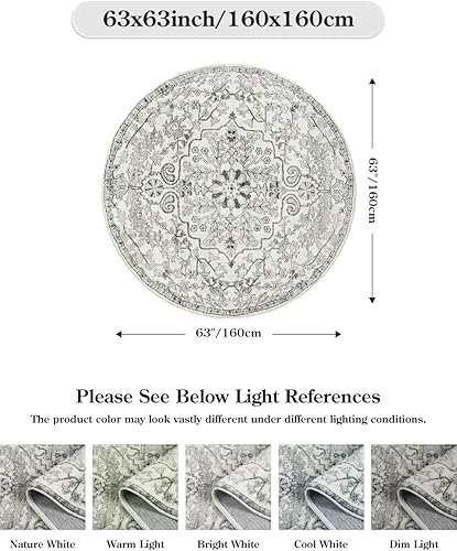 Miniatura 450 de Lahome Alfombra bohemia con medallón floral de 3 x 5 pies, suave, impresa, para baño, cocina, entrada, vestíbulo, vintage, antideslizante, lavable