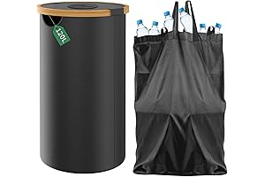 Large Capacity Double-Layer Lidded Indoor Kitchen Recycling Bin with Removable Inner Bag