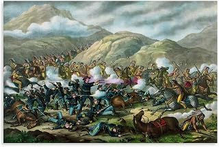 Little Bighorn - Custer's Last Stand Artistic Oil Painting Poster Canvas Painting Wall Art Poster for Bedroom Living Room Decor 12x08inch(30x20cm) Unframe-style