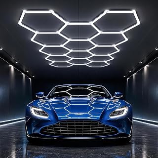 HYPERLITE Gen II Hexagon Garage Lights: 399W 39900LM 14 Grids Hexagon Led Light, 6500K Ultra Bright Honeycomb Hex Lights, Easy Install, Durable Design for Garage, Car Detailing, Workshops, Shops, Gym