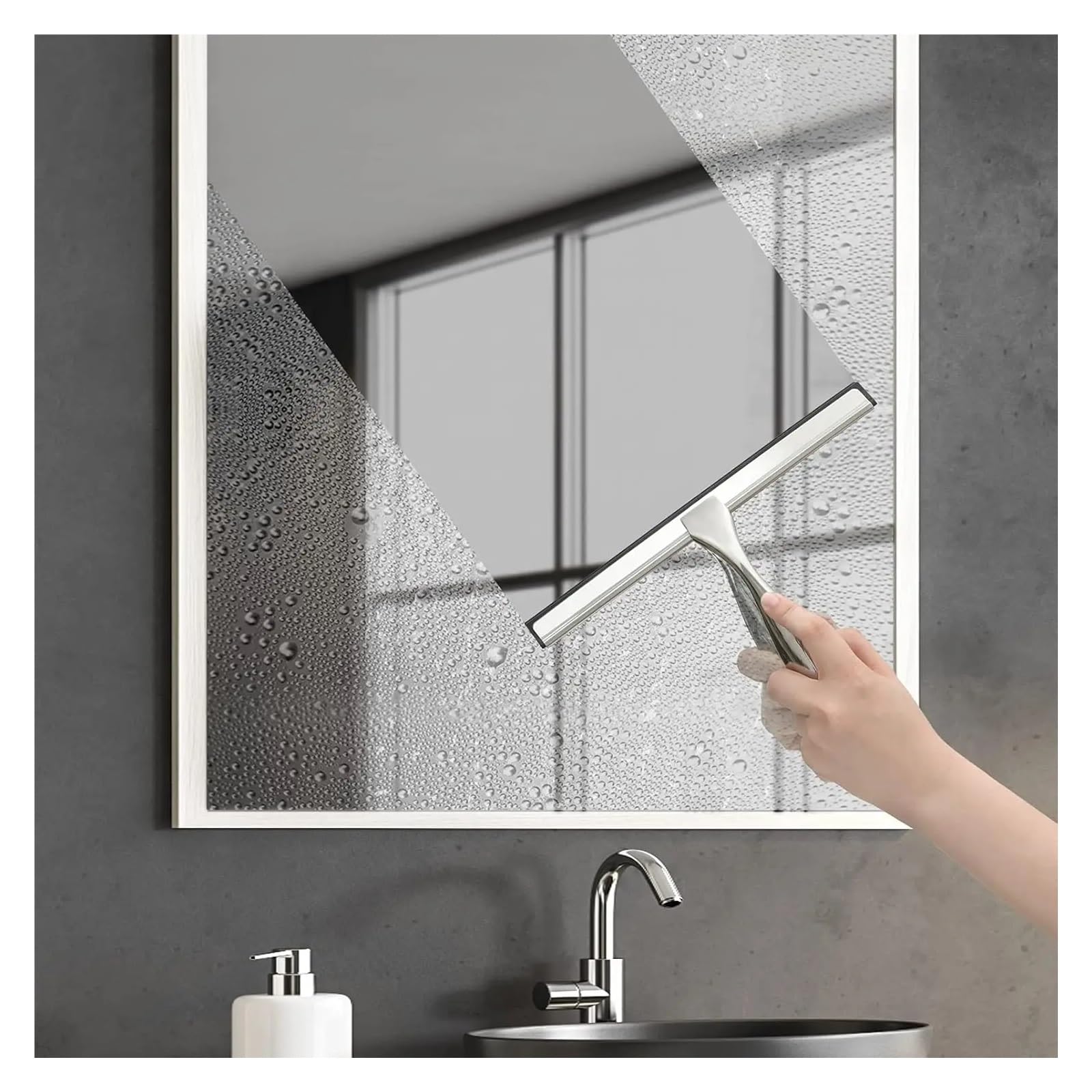 Duschabzieher Allzweck-Duschabzieher for Duschtüren, Badezimmerfenster und Autoglas, Edelstahl, 10 Zoll, Reinigung des Badezimmers