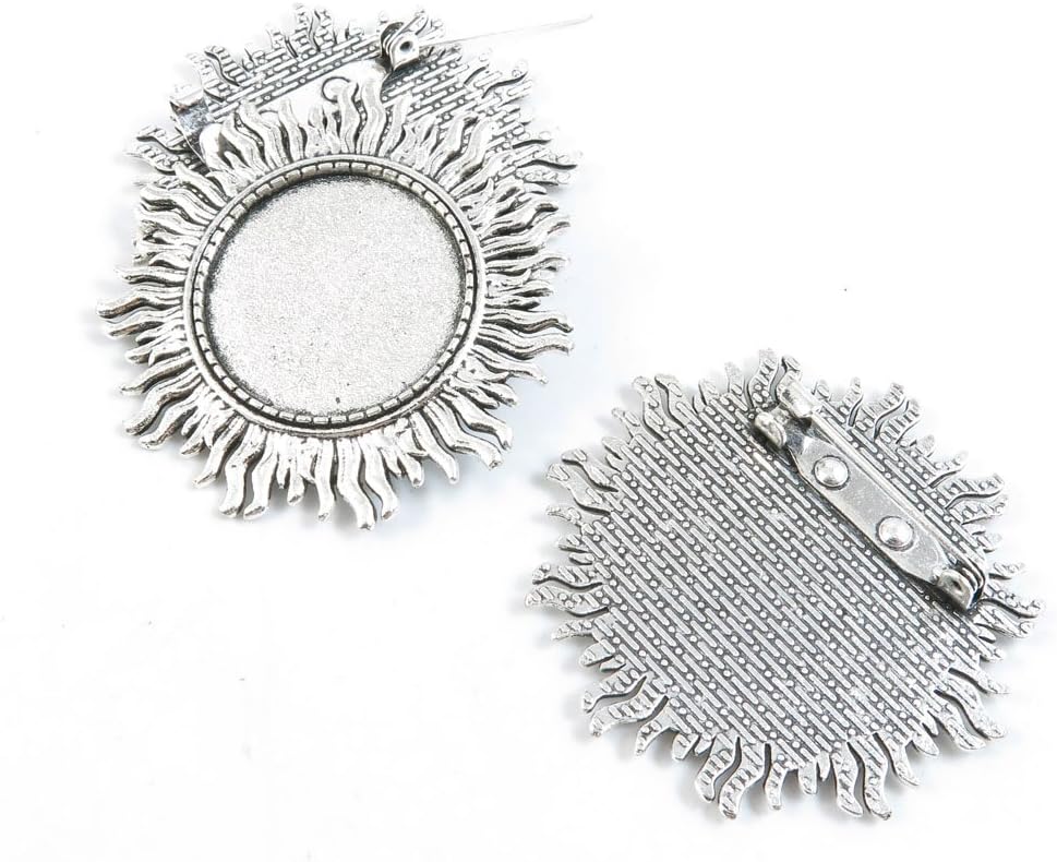 110 Pieces Jewelry Making Charms Antique Silver Tone for Necklace Pendant Bracelet P7FJ3 Pinback Brooch Sun Cabochon Setting Blank