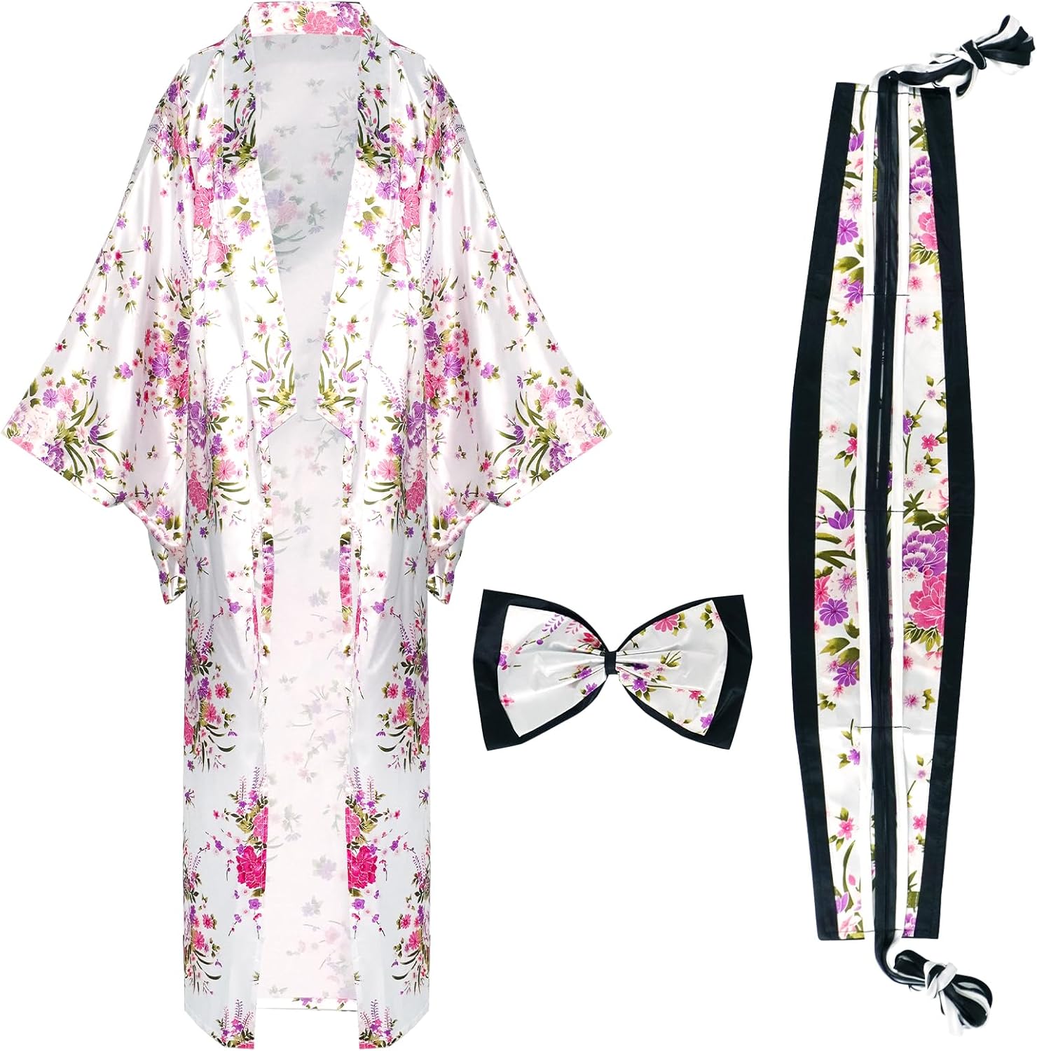 Japanese Kimono for Women Geisha Costume Asian Dress Anime Costume Yukata Kimono Robe Mask Hand Fan Socks 5pc - Image 6