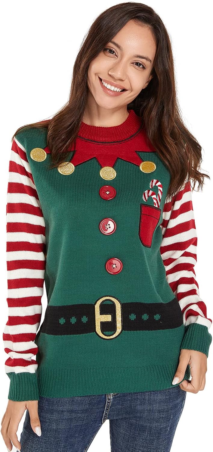 Ugly Christmas Sweater for Men, Hooded Unisex Women Xmas Hoodie Pullover for Party Festive Party