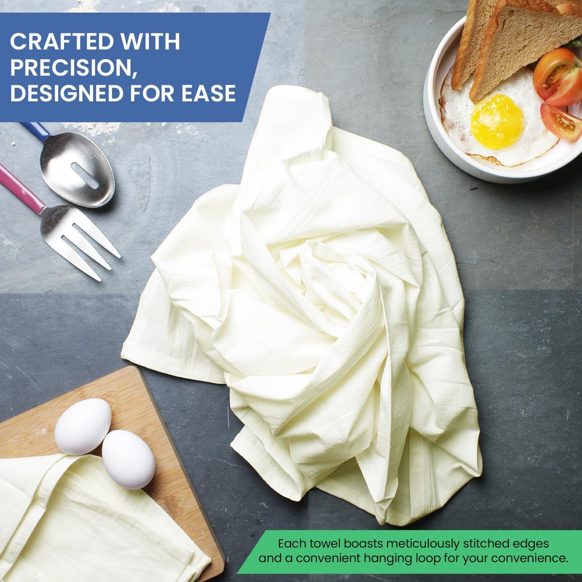 Flour Sack Kitchen Towels |Cotton Blank Towel | Tea Towel Crafting Embroidery for Spring Decor|Thick Absorbent Quick Dry | Baking Bread Proofing Linen Cover (Natural, 28"x28"-2 Pack & 13"x13"-4 Pack) image 2