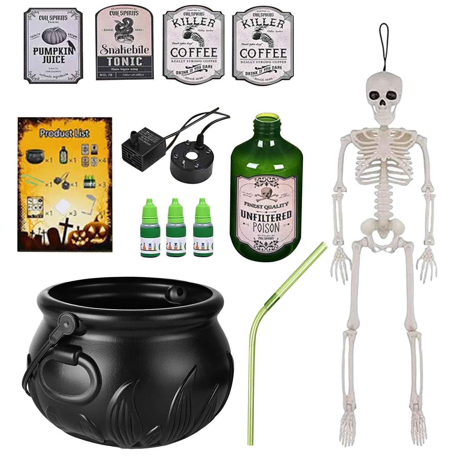 Duży Kocioł Halloween Straszny Vintage Dekoracyjna Butelka