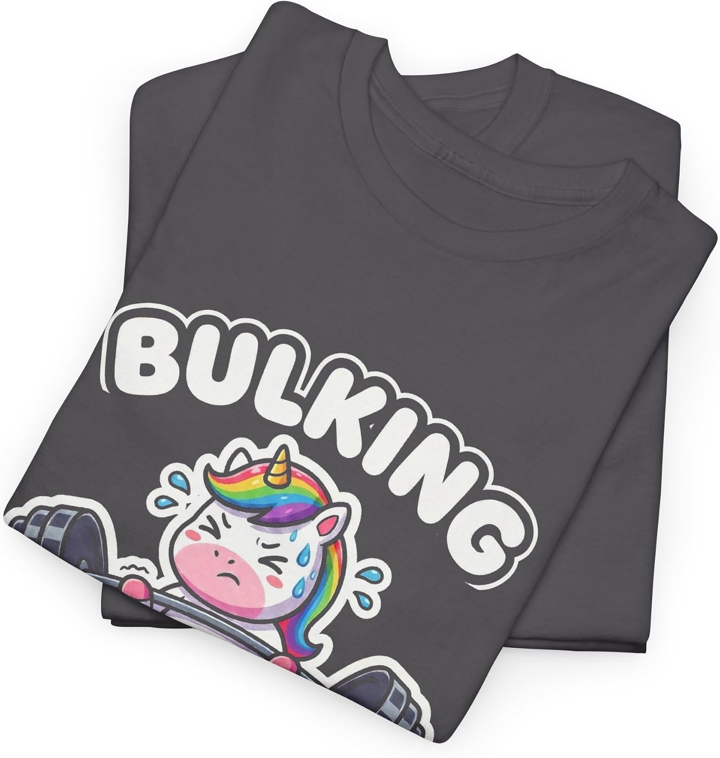 Funny Bulking Season Unicorn Weightlifting Gym Humor Graphic Workout Fitness Motivation Powerlifting Muscle Building Gains Charcoal