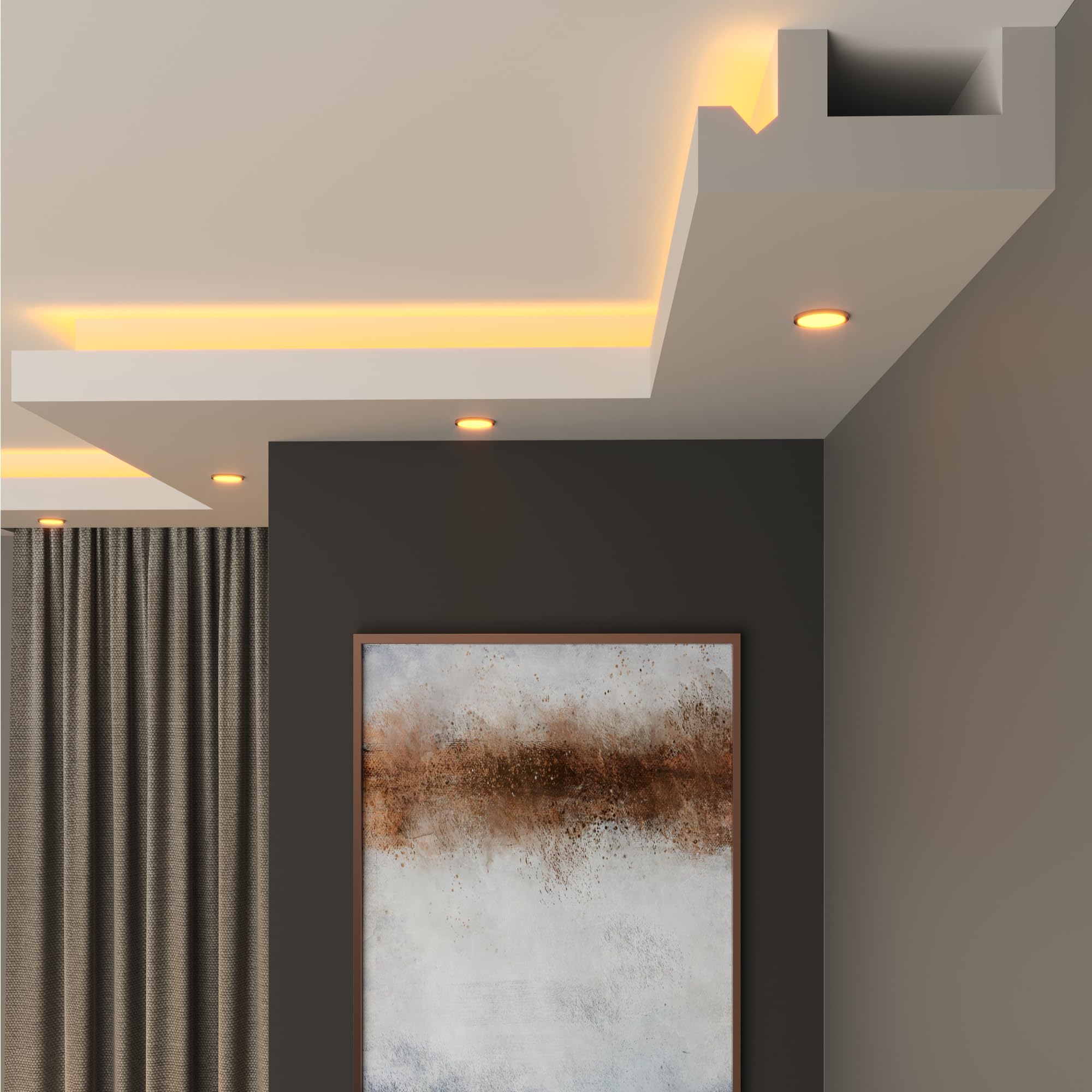 FAST DECOR Premium XPS LED Coving for Ceilings, Lightweight Decorative Cornice Moulding Trim, Paintable Finish, Easy DIY Installation, Cornice Coving, Ceiling Coving (CLS04, 2m (1 Length)) โ image 1