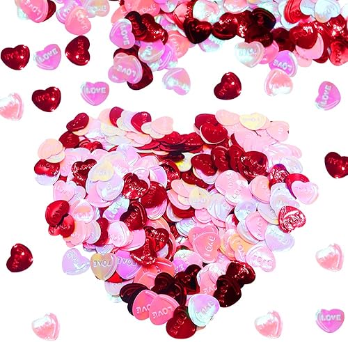 200 piezas de confeti para el día de San Valentín corazones rojos diamantes confeti con purpurina confeti de papel de San Valentín para boda