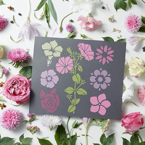 Miniatura 5 de 9 plantillas de primavera grandes para pintar en madera, pared, tela, palabras, flores, coronas, pájaros, gnomos, plantillas para decoración del