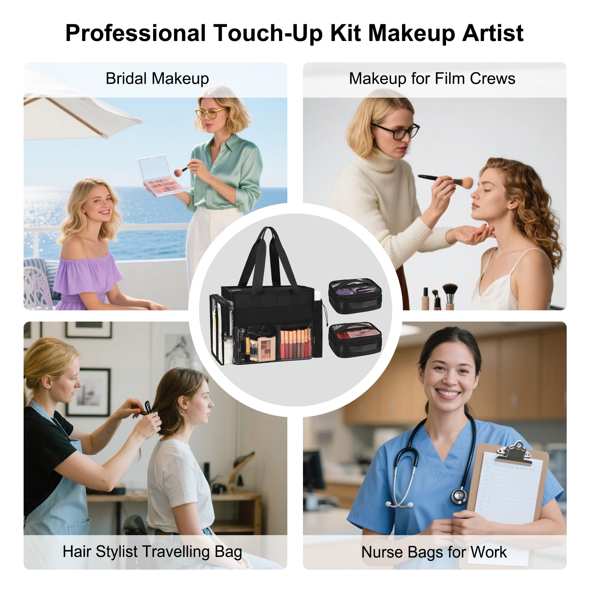 TANTO Black Makeup Bag Cosmetic Organizer