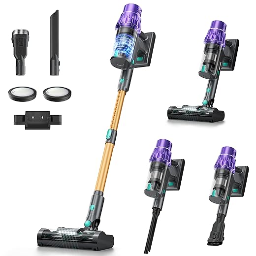 Cordless Vacuum Cleaner, 50KPA/70Mins Vacuum Cleaners for Home with Auto Dust Detection/LED Touch Display, Stick Vacuum Cordless Rechargeable, Pet Vacuum for Pet Hair,Hardwood Floor,Carpet