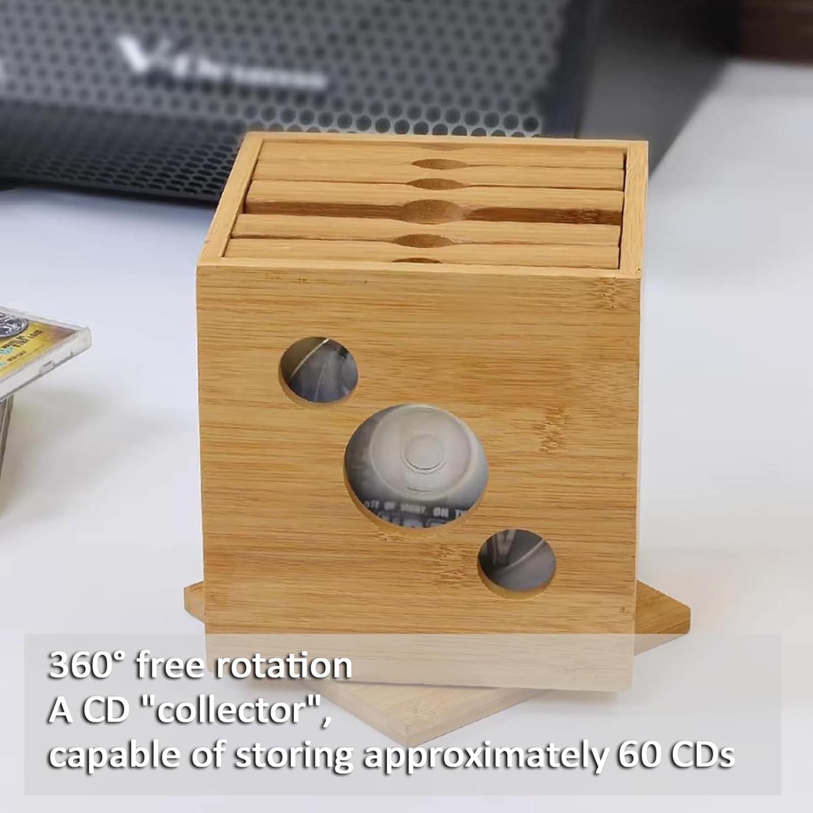 Organizer per CD e DVD, con base girevole a 360°, può contenere fino a 50 dischi, include custodia protettiva, ideale per casa o ufficio