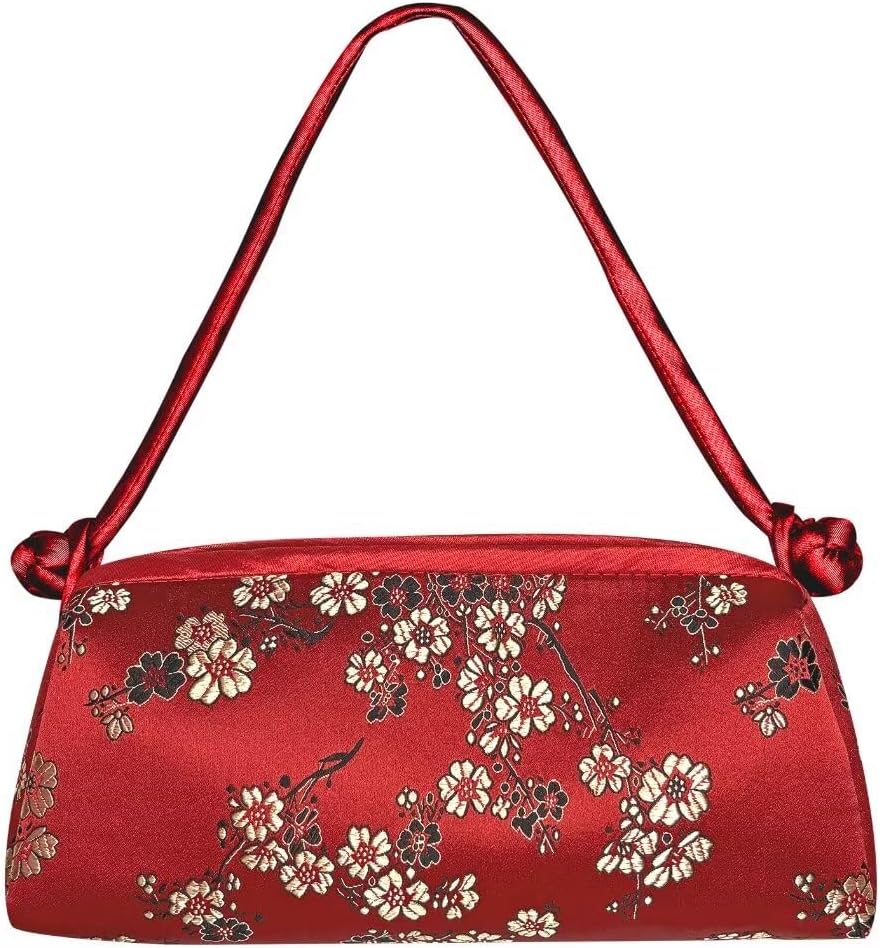 Woman Chinese style brocade clutch bag Red cloud pattern