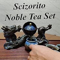 Vista 4 de Juego de té chino de gongfu con forma de dragón chino, cocción a mano pura, con tetera giratoria 360 e infusor, adecuado para oficina, hogar, regalo