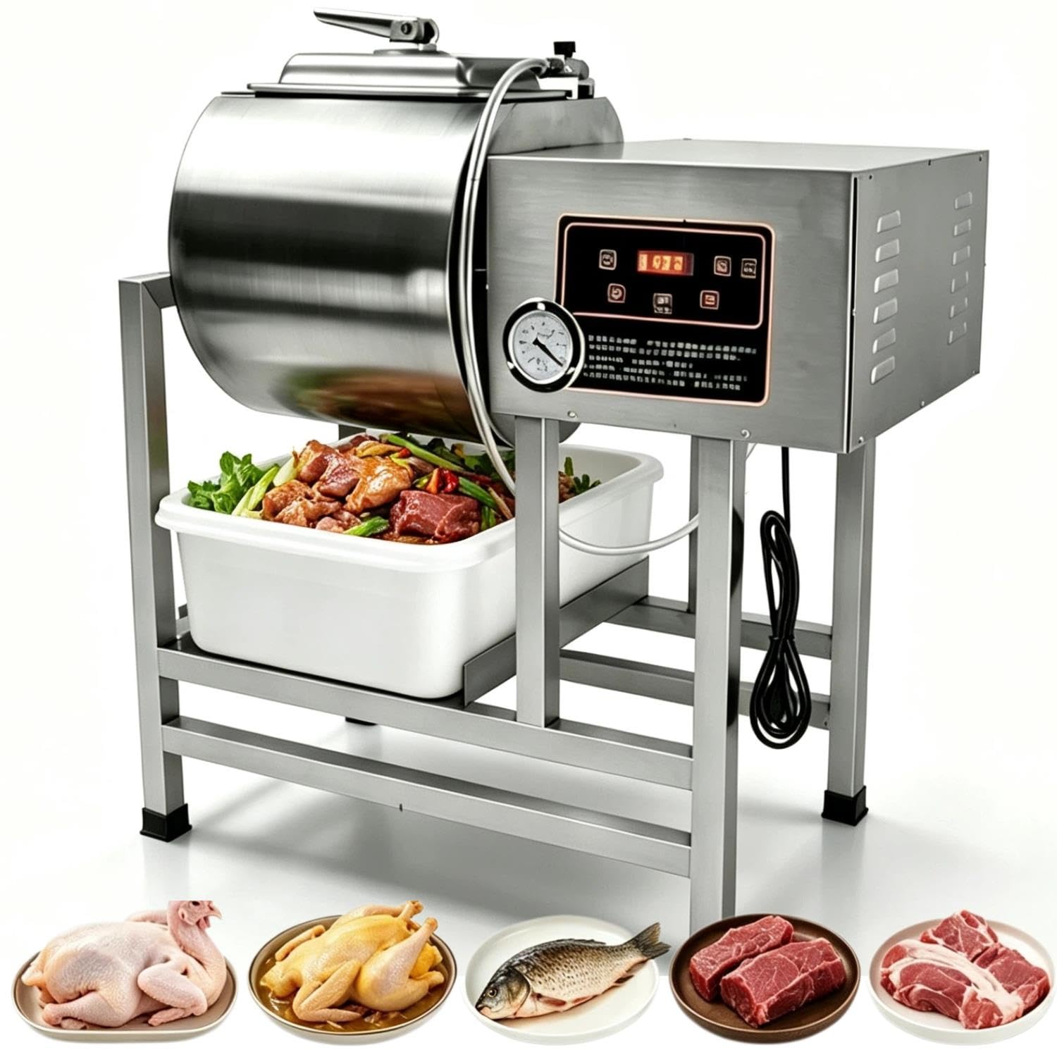 Macchina sottovuoto per marinatura e massaggiatura carne (capacità 45L/49lb