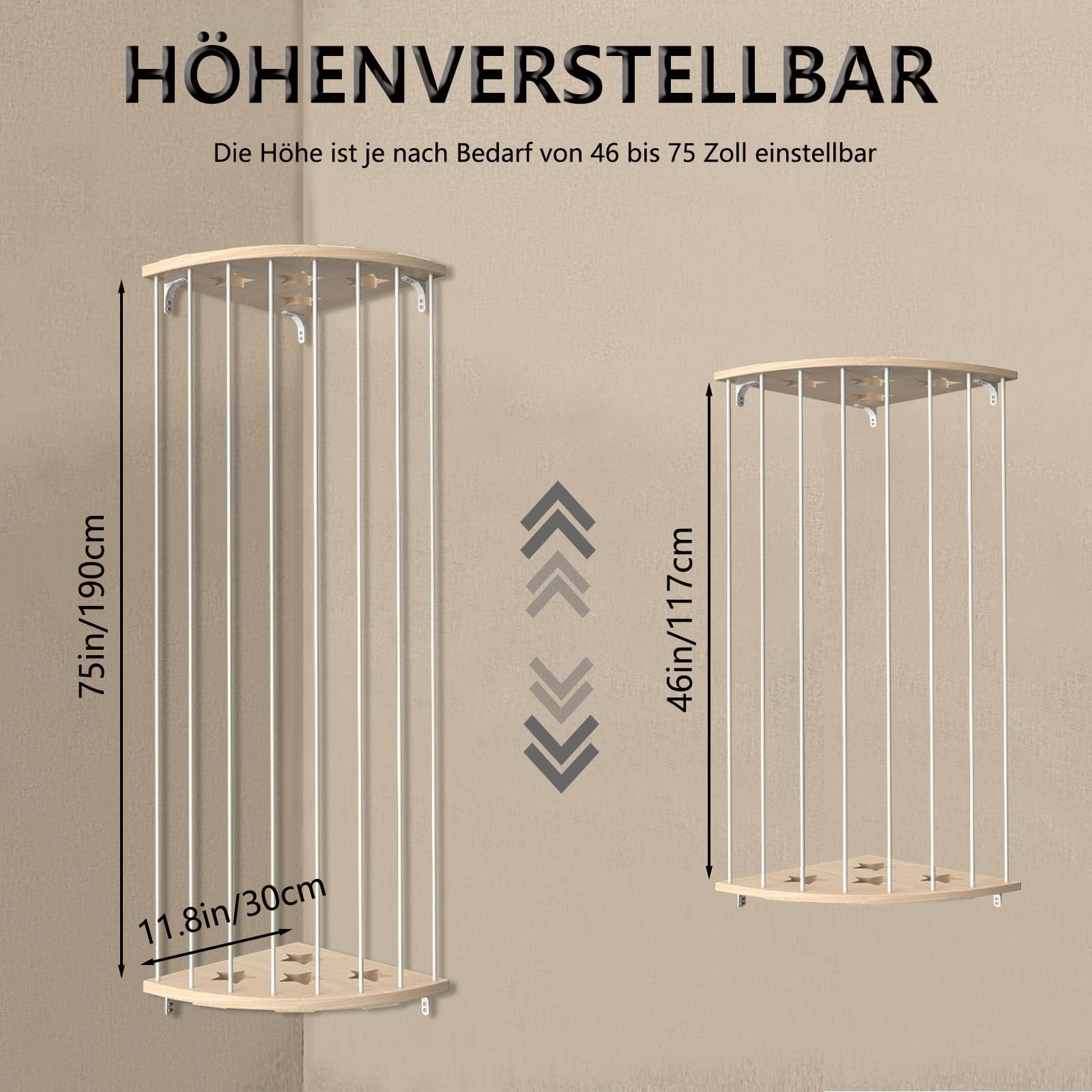 GUIGUZI Kuscheltier Aufbewahrung Organizer, Holz Eck Stofftier Regal, Kinderzimmer Hängend Spielzeug Organizer für Plüschtiere und Teddybären