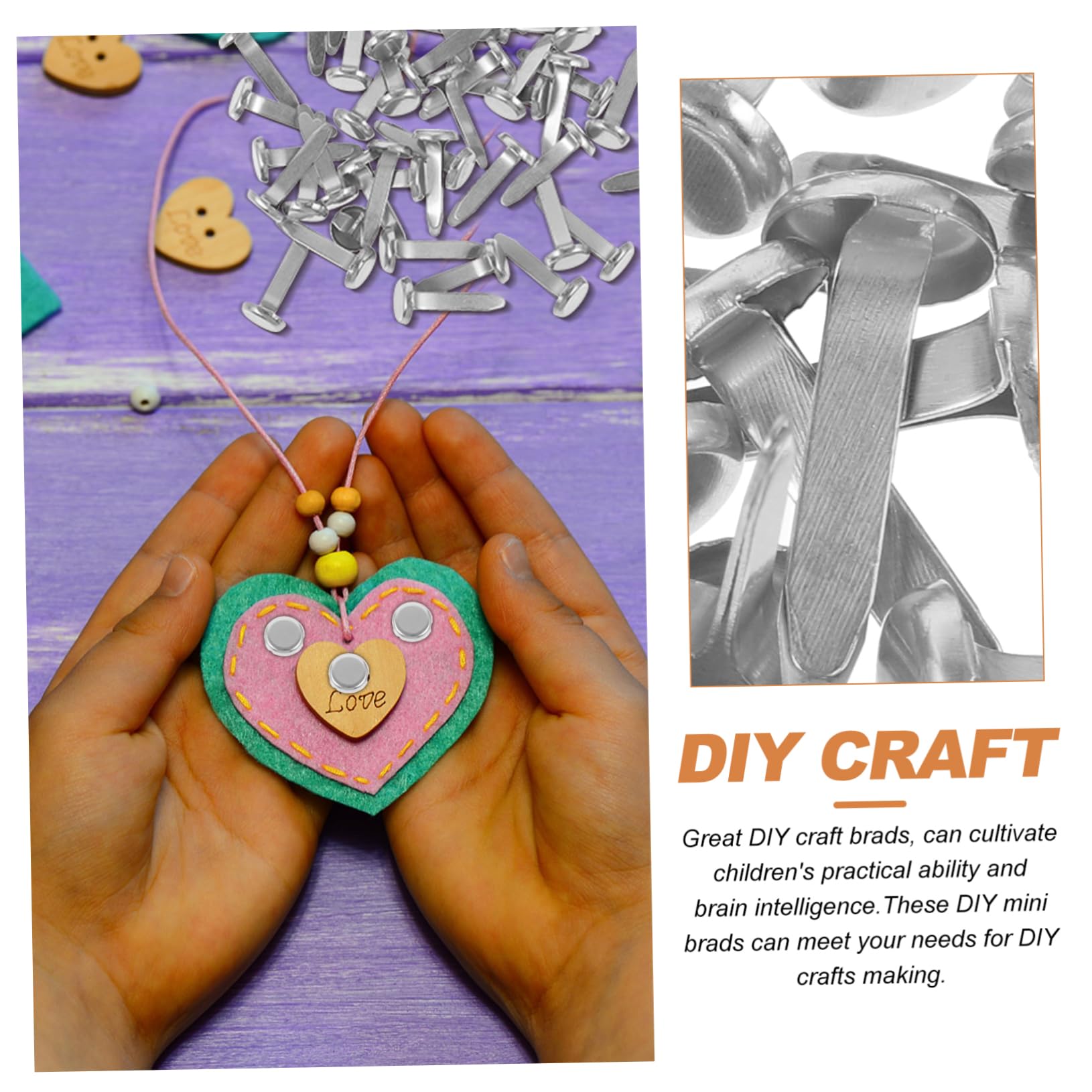 Tofficu Double Foot Spikes 50pcs Metal Fasteners Round Head Brads for Boys and DIY Projects