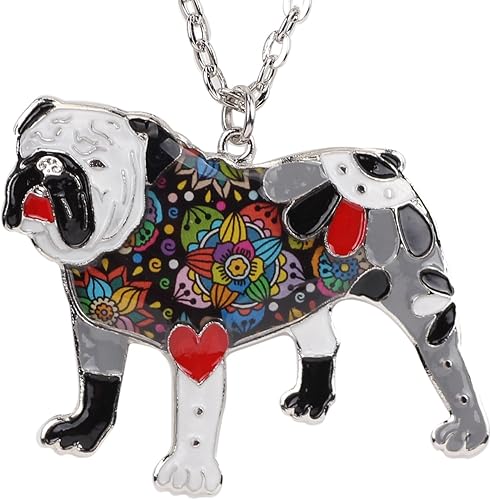 BONSNY Dog Collection WINSTON - Collares con colgante de esmalte esmaltado inglés de Bulldog británico Bull Terrier