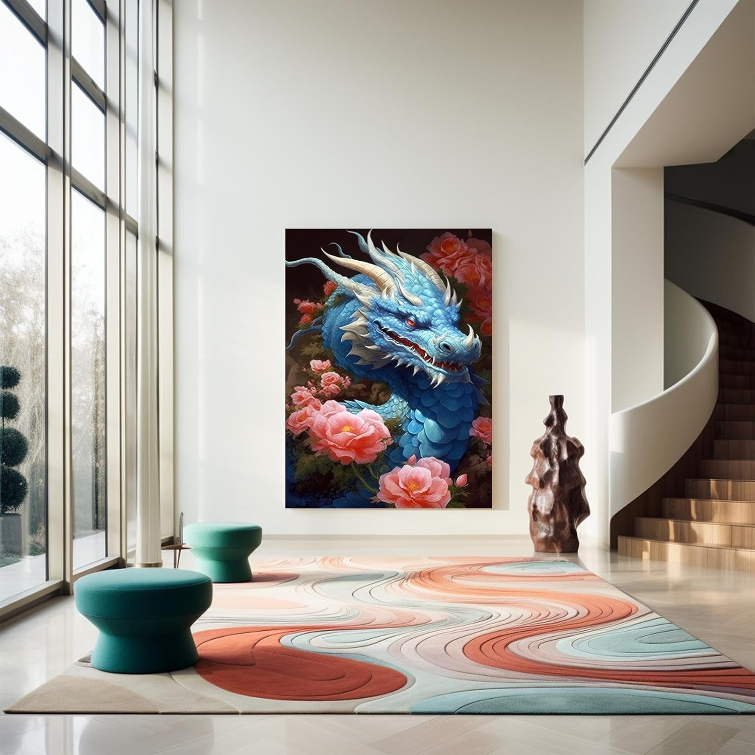 POEOIEX 5D DIY Diamond Painting Kits for Adults - Blue Dragon Diamond Painting, Full Round Diamond Canvas Diamond Art by Numbers Painting Kit Gift, Home Wall Decor 20x30 Inch