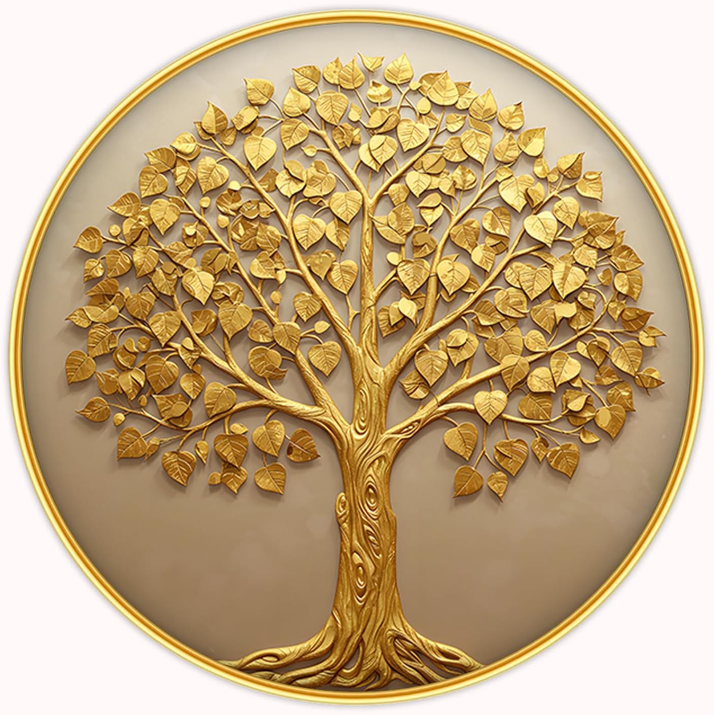 Vastu kalpavriksha Money Golden Tree Photo Frame, Round, 12x12 Inch, Sparkle Laminated 52001