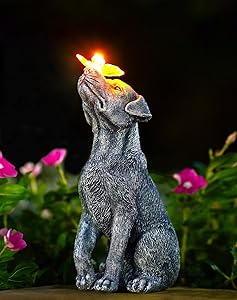Yeomoo Dog Figures with Butterfly Solar Decoration for Outdoors: Funny Dog Garden Decoration Dog Owner Gift for Women Mum …