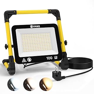 EYPINS LED Baustrahler 100W Arbeitsleuchte 8700LM mit 5m Kabel, 3000K/5000K/6000K Baustellenlampe, IP66 Wasserdicht Arbeitsscheinwerfer Tragbar-Halter 360° Drehbar für Werkstatt Baustelle Garage