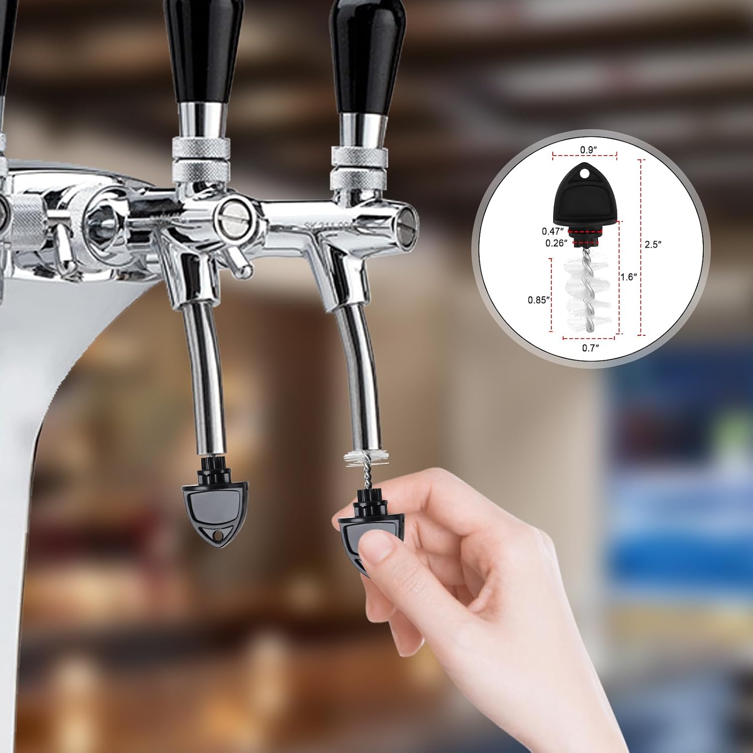 50 Pack Beer Tap Plug Brush, Draft Beer Tap Cover Tap Plugs Beer Faucet Cleaning Brush Beer Tap Cap Cover Plug Brush, Faucet Soother Sanitary Covers Kegerator Cleaning Brush for Home Party Bar(Black)