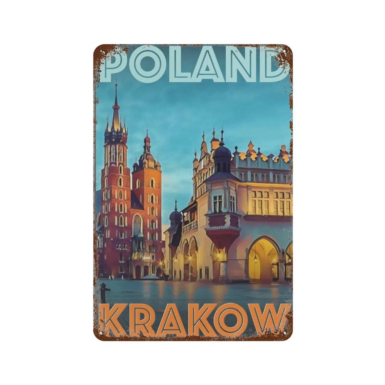 Wotdkg A-08 Vintage Metal Horse Tin Sign Funny Retro,Poland Krakow St. Mary's Basilica,Metal Wall Decor Decorative Tin Sign Art Plaque Poster For Home Kitchen Bar Coffee Shop Club Decoration(15X30cm