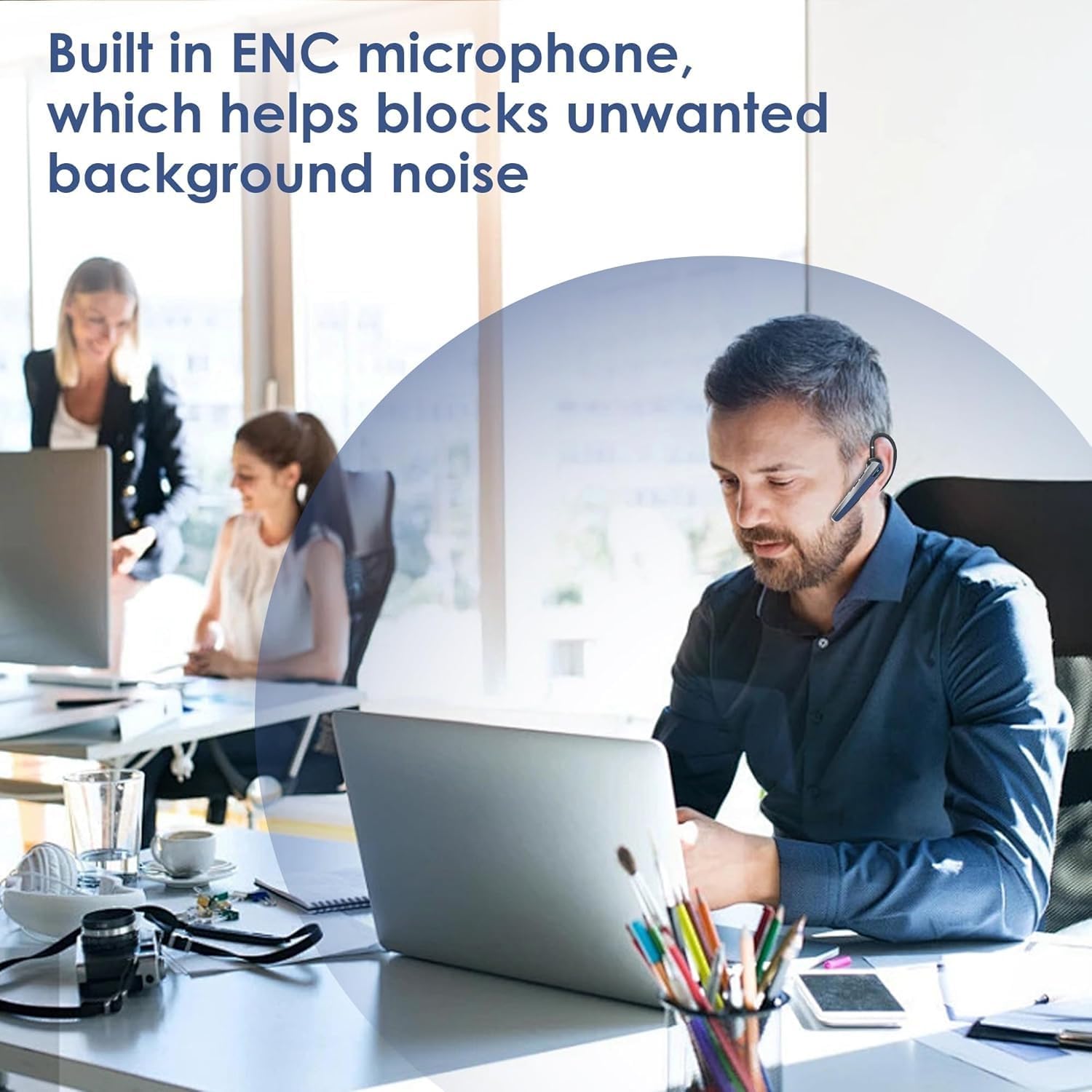 Bluetooth Headset, Wireless Bluetooth Earpiece with Charging Case, Single Ear Hands-Free Headset with Microphone & Mute Button for Cell Phones, Truck Drivers, Remote Work & Call Centers 5 71IVcrAtXkL. AC SL1500