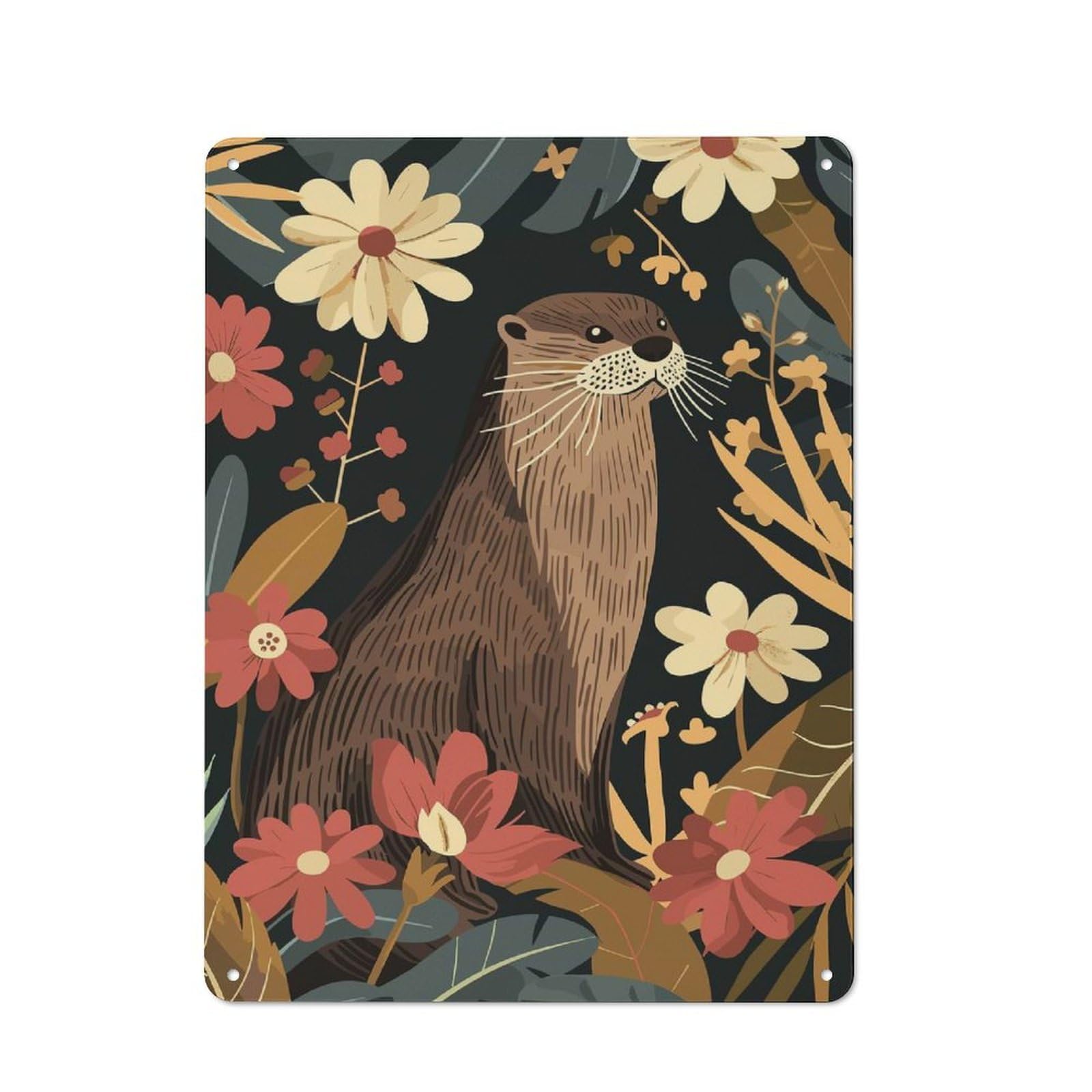 Junmoney Otter In Floral Paradise Shop Front Style Cafe Metal Sign 40X30cm Featuring Restaurant Wall Art For Takeaway, Bar, Kitchen Or Counter Area