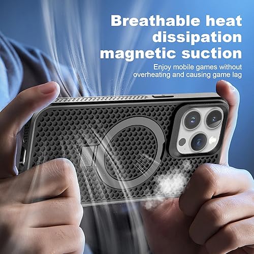 Miniatura 5 de Funda magnética diseñada para iPhone 12, iPhone 12 Pro, compatible con Magsafe soporte integrado parte trasera dura, borde suave, funda para