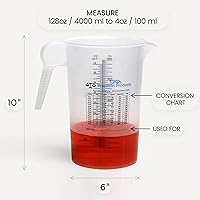 Vista 2 de Half Gallon 64oz (2 quart) Measure Pitcher- Conversion Chart-Strong Food Grade - Resistant to Chemicals- Great for Lawn, Pool & Spa, Ag, Home
