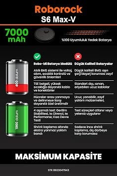 Roborock S6 MaxV İle Uyumlu Robot Süpürge Bataryası 7000mAh - Maksimum Kapasite - Kutusuz Model