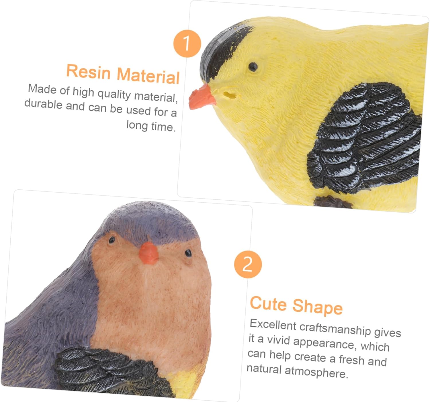 4pcs Cute Resin Bird Ornaments for Home and Office Decoration Mini Garden Accessories Bird Shaped Sculptures for Micro Landscapes and Potted Plants