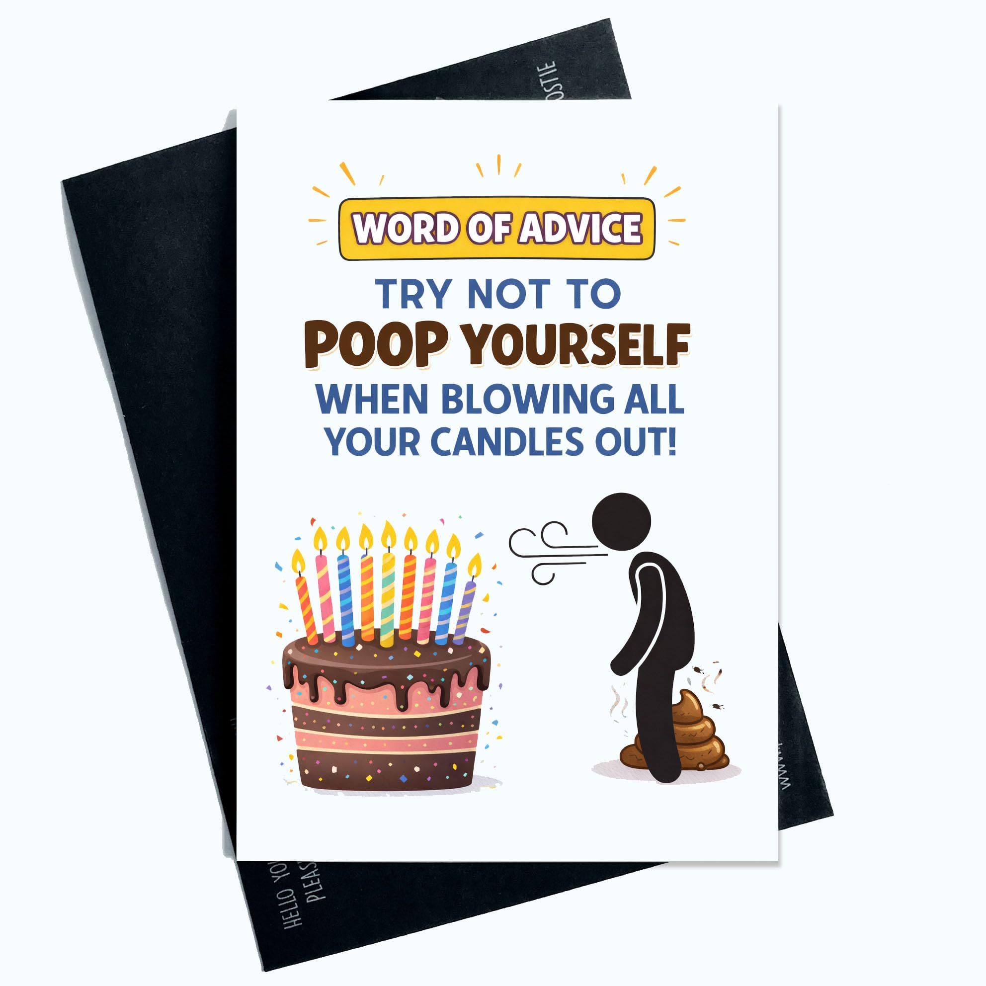 Peachy Antics Funny Birthday Card – Word of Advice Don’t Poop Yourself Blowing Out Candles – Humorous Joke Birthday Card for Him or Her – Novelty Birthday Card for Friends Family – A5 SP463